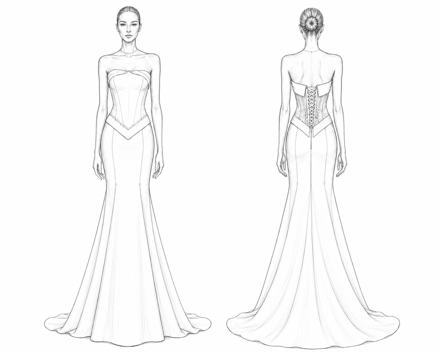 Original KOTAPSKA Couture sketch for Sophia L&uuml;ders